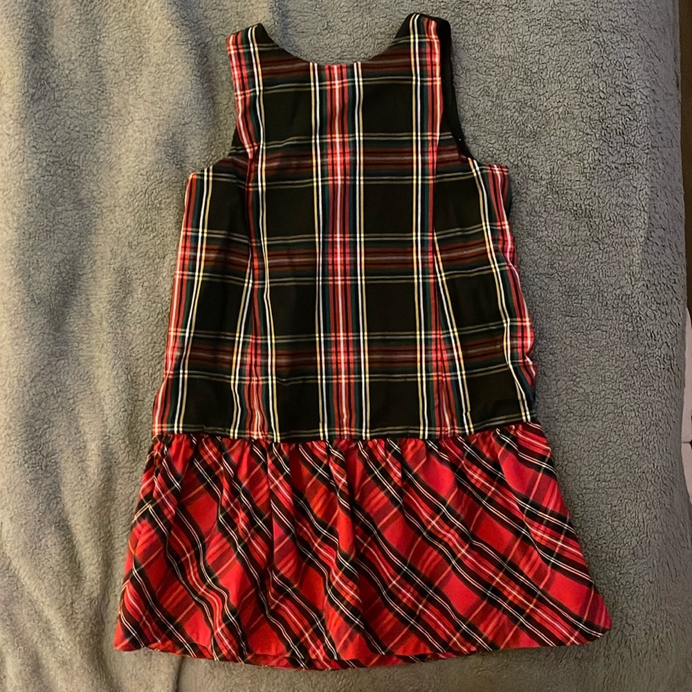 Jcrew factory girls plaid Christmas dress. 7 EUC